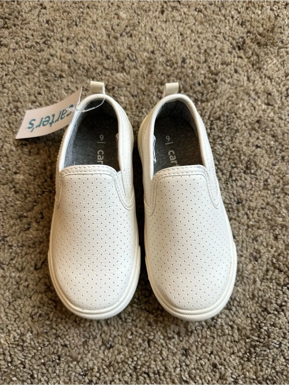 Carter's White Perforated Slip-On Kids Sneakers